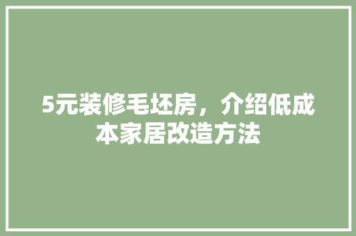 5元装修毛坯房，介绍低成本家居改造方法 卧室装修