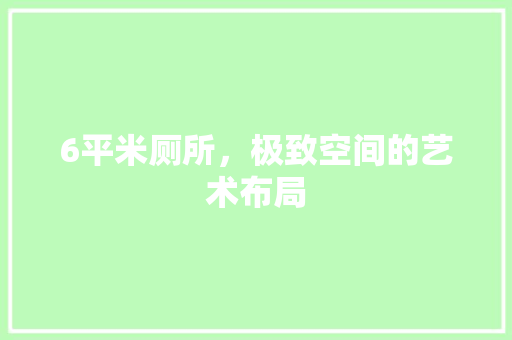 6平米厕所，极致空间的艺术布局 软装设计