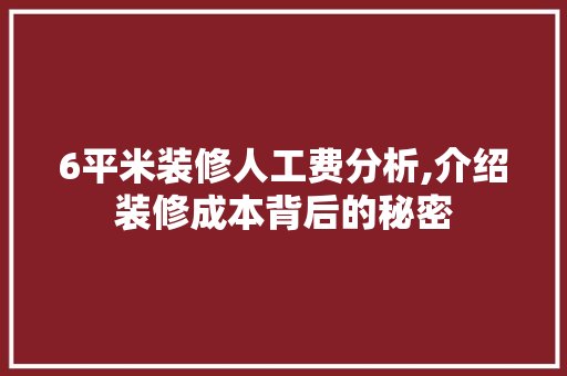 6平米装修人工费分析,介绍装修成本背后的秘密 客厅装修