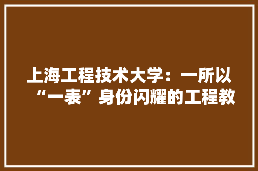 上海工程技术大学：一所以“一表”身份闪耀的工程教育明珠 地板材料