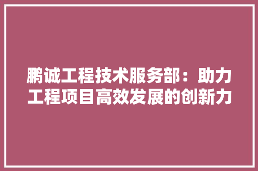 鹏诚工程技术服务部：助力工程项目高效发展的创新力量