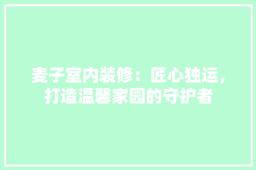 麦子室内装修：匠心独运，打造温馨家园的守护者 室内设计