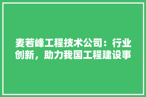 麦若峰工程技术公司：行业创新，助力我国工程建设事业蓬勃发展 室内设计