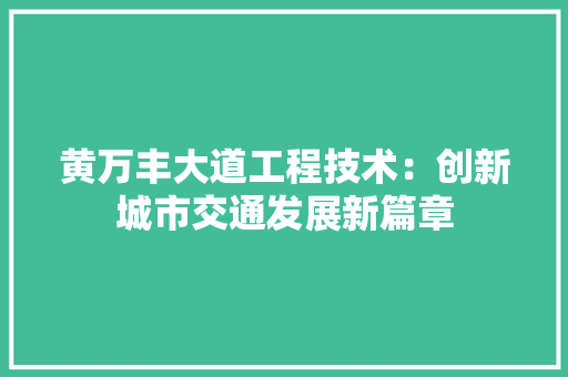黄万丰大道工程技术：创新城市交通发展新篇章 室内设计