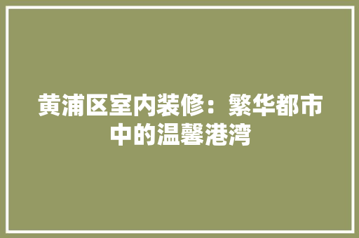 黄浦区室内装修：繁华都市中的温馨港湾 室内设计