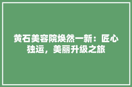 黄石美容院焕然一新：匠心独运，美丽升级之旅 室内设计