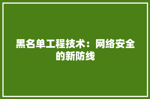 黑名单工程技术：网络安全的新防线 室内设计