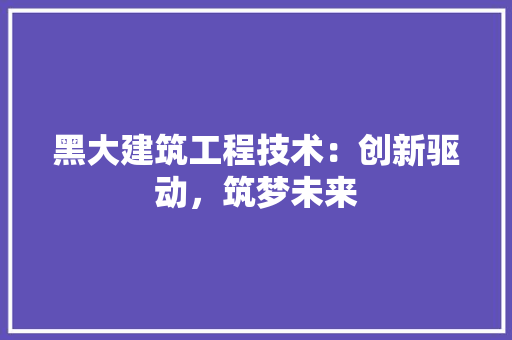 黑大建筑工程技术：创新驱动，筑梦未来 室内设计
