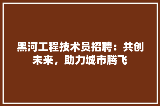 黑河工程技术员招聘：共创未来，助力城市腾飞