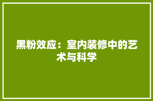 黑粉效应：室内装修中的艺术与科学 室内设计