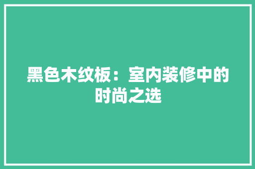 黑色木纹板：室内装修中的时尚之选 室内设计