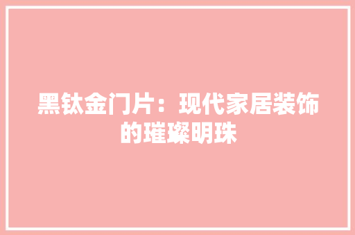 黑钛金门片：现代家居装饰的璀璨明珠 室内设计