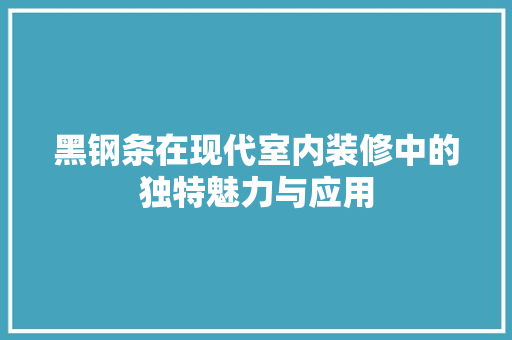 黑钢条在现代室内装修中的独特魅力与应用 室内设计