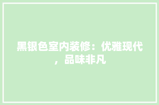 黑银色室内装修：优雅现代，品味非凡 室内设计