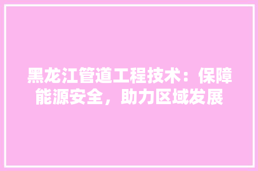 黑龙江管道工程技术：保障能源安全，助力区域发展 室内设计