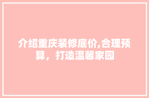 介绍重庆装修底价,合理预算，打造温馨家园 现代风格装饰