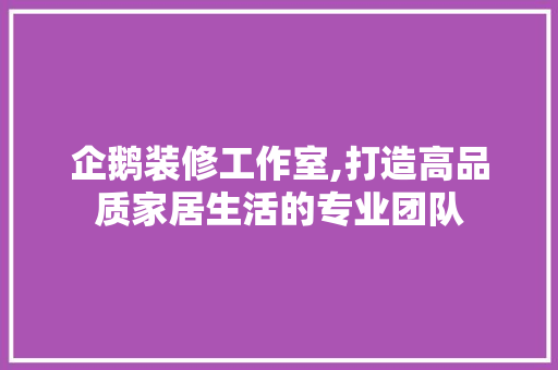 企鹅装修工作室,打造高品质家居生活的专业团队