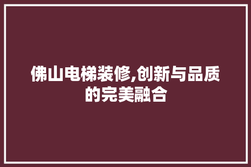佛山电梯装修,创新与品质的完美融合 地板材料