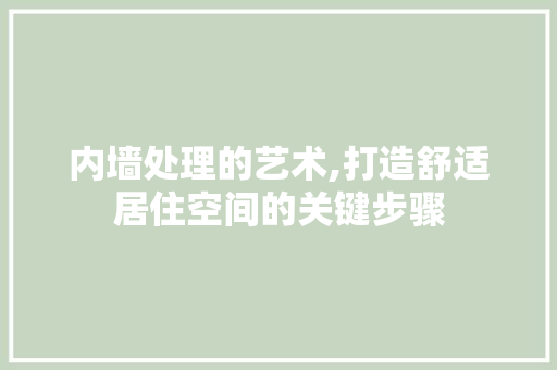 内墙处理的艺术,打造舒适居住空间的关键步骤 家居装修