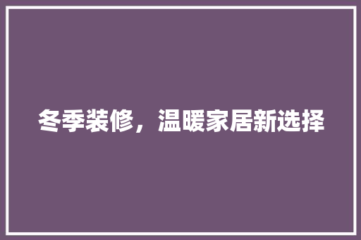 冬季装修，温暖家居新选择