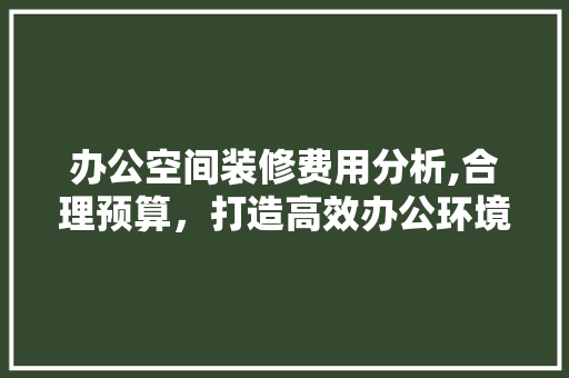 办公空间装修费用分析,合理预算，打造高效办公环境 中式风格装饰