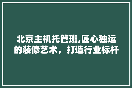 北京主机托管班,匠心独运的装修艺术，打造行业标杆