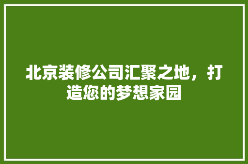 北京装修公司汇聚之地，打造您的梦想家园 现代风格装饰