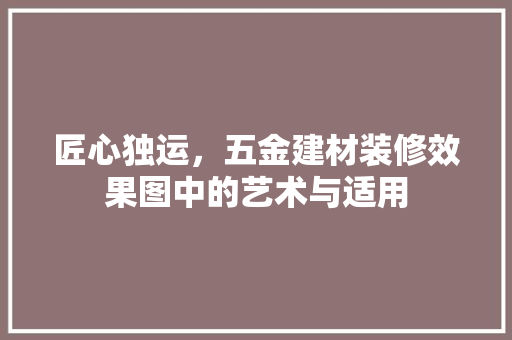匠心独运，五金建材装修效果图中的艺术与适用 室内设计