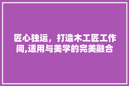 匠心独运，打造木工匠工作间,适用与美学的完美融合