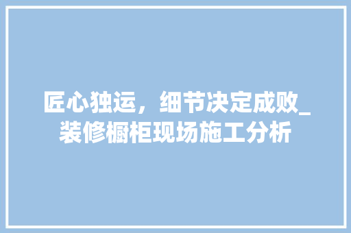 匠心独运，细节决定成败_装修橱柜现场施工分析 软装设计