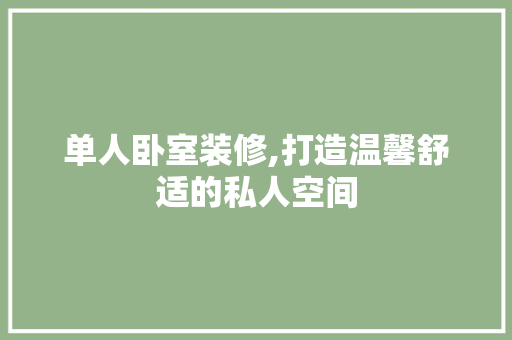 单人卧室装修,打造温馨舒适的私人空间 室内设计