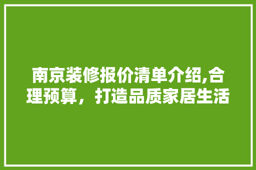 南京装修报价清单介绍,合理预算，打造品质家居生活 家居装修