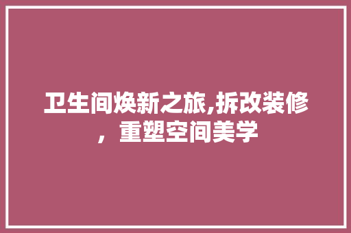 卫生间焕新之旅,拆改装修，重塑空间美学 软装设计