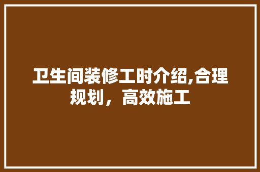卫生间装修工时介绍,合理规划，高效施工 客厅装修