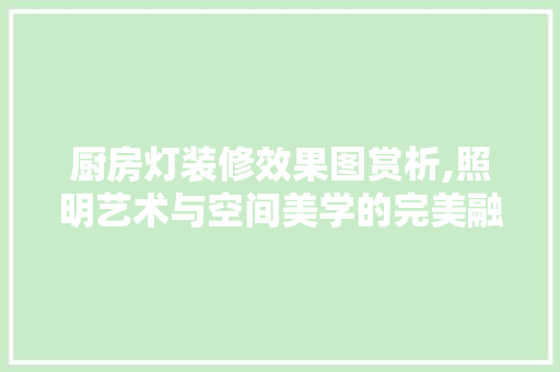 厨房灯装修效果图赏析,照明艺术与空间美学的完美融合 软装设计
