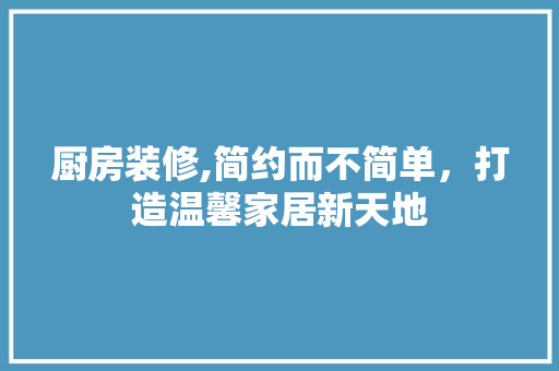 厨房装修,简约而不简单，打造温馨家居新天地 地板材料