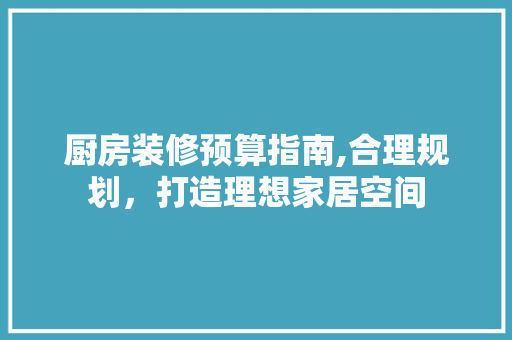 厨房装修预算指南,合理规划，打造理想家居空间 木雕艺术