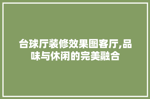 台球厅装修效果图客厅,品味与休闲的完美融合