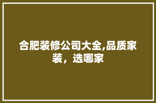 合肥装修公司大全,品质家装，选哪家 软装设计