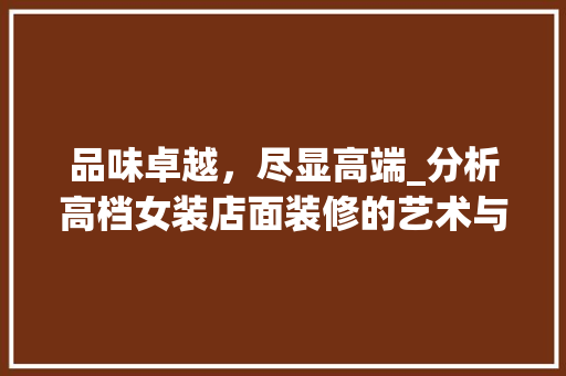 品味卓越，尽显高端_分析高档女装店面装修的艺术与魅力 现代风格装饰