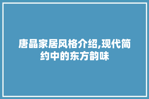 唐晶家居风格介绍,现代简约中的东方韵味 地板材料