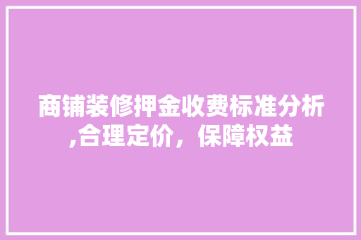 商铺装修押金收费标准分析,合理定价，保障权益 木雕艺术
