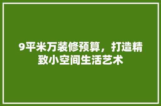9平米万装修预算，打造精致小空间生活艺术 现代风格装饰