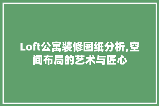 Loft公寓装修图纸分析,空间布局的艺术与匠心 软装设计