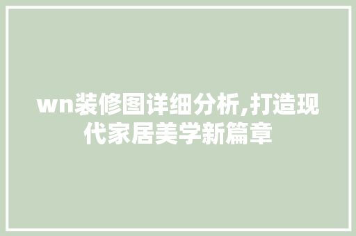wn装修图详细分析,打造现代家居美学新篇章 中式风格装饰