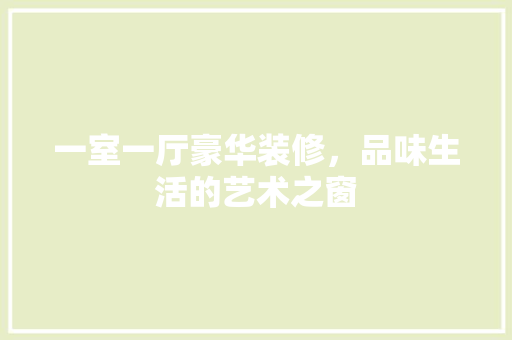 一室一厅豪华装修，品味生活的艺术之窗 室内设计