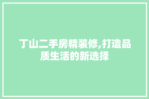 丁山二手房精装修,打造品质生活的新选择 家居装修