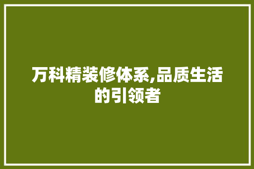 万科精装修体系,品质生活的引领者 软装设计