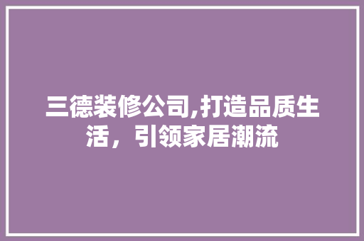 三德装修公司,打造品质生活，引领家居潮流 现代风格装饰