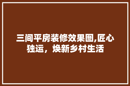 三间平房装修效果图,匠心独运，焕新乡村生活